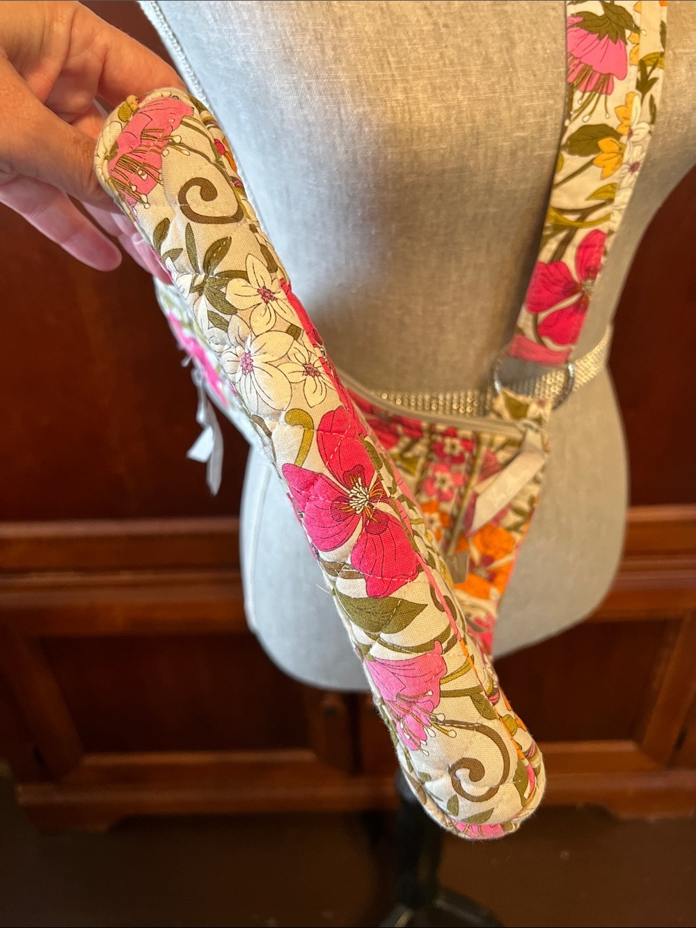 Vera Bradley Floral Quilted Crossbody in Pink, Orange & Cream - Picture 8 of 8